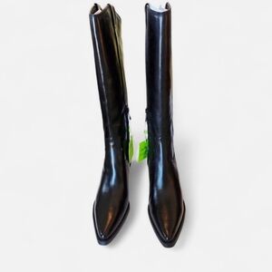 Sam Edelman Black Leather Wyatt Western Tall Pointed Toe Boots-READ DISCRIPTION!